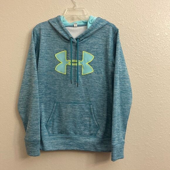 💙Under Armour Hoodie Pullover Blue Women's Large Cold Gear Loose Heather - Picture 1 of 4